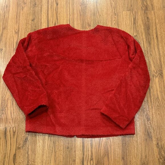 Eileen Fisher Jacket Womens Medium Wool Suri Alpaca Sheared Red Full Zip Pockets - Picture 6 of 6